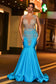 Sheer Corset Beaded Rhinestone Mermaid Dress