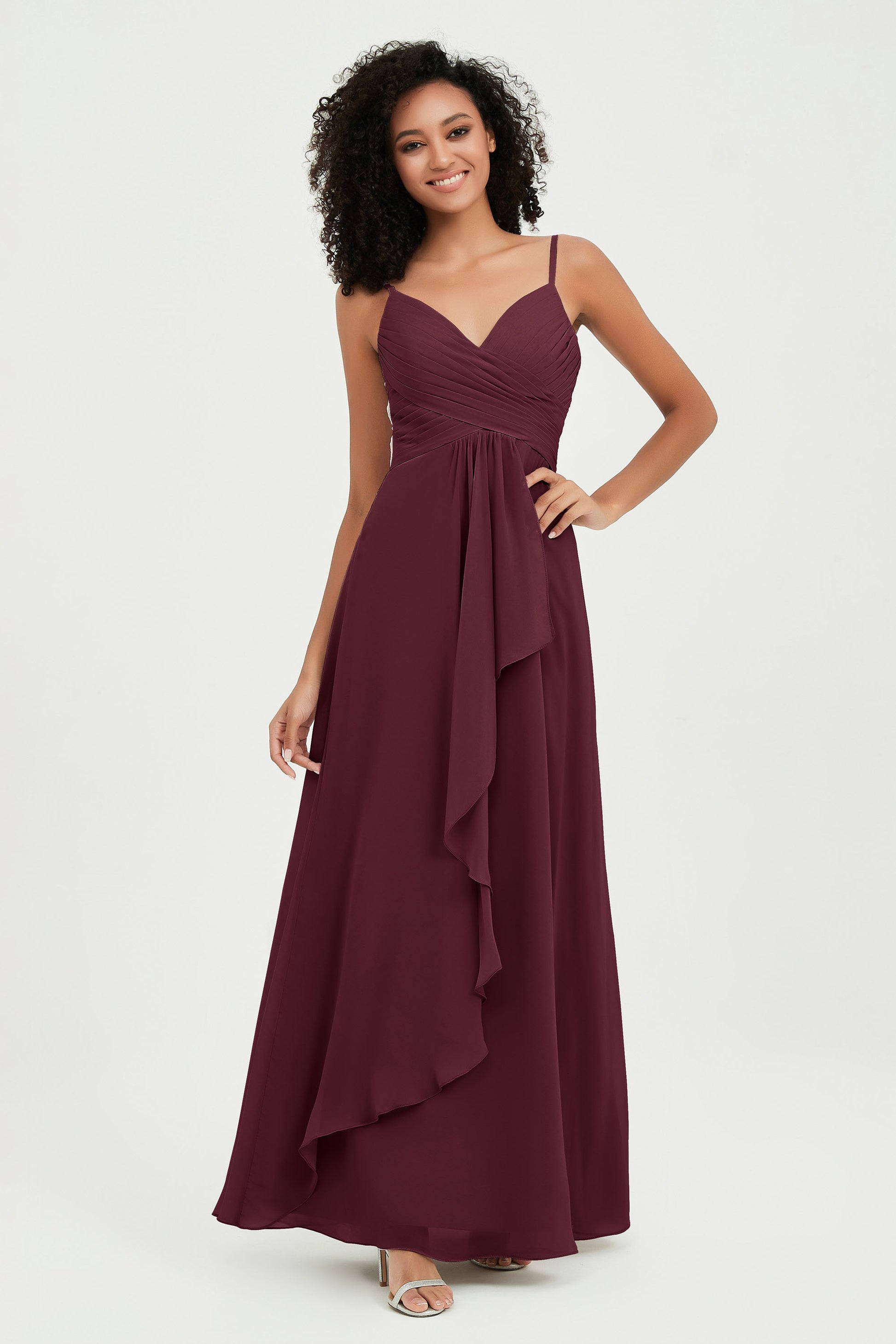 Duntery Bridesmaid Dress Floor Length A Line Empire Waist, Chiffon, Ivory Duntery Bridesmaid Dress Floor Length A Line Empire Waist, Chiffon, Ivory