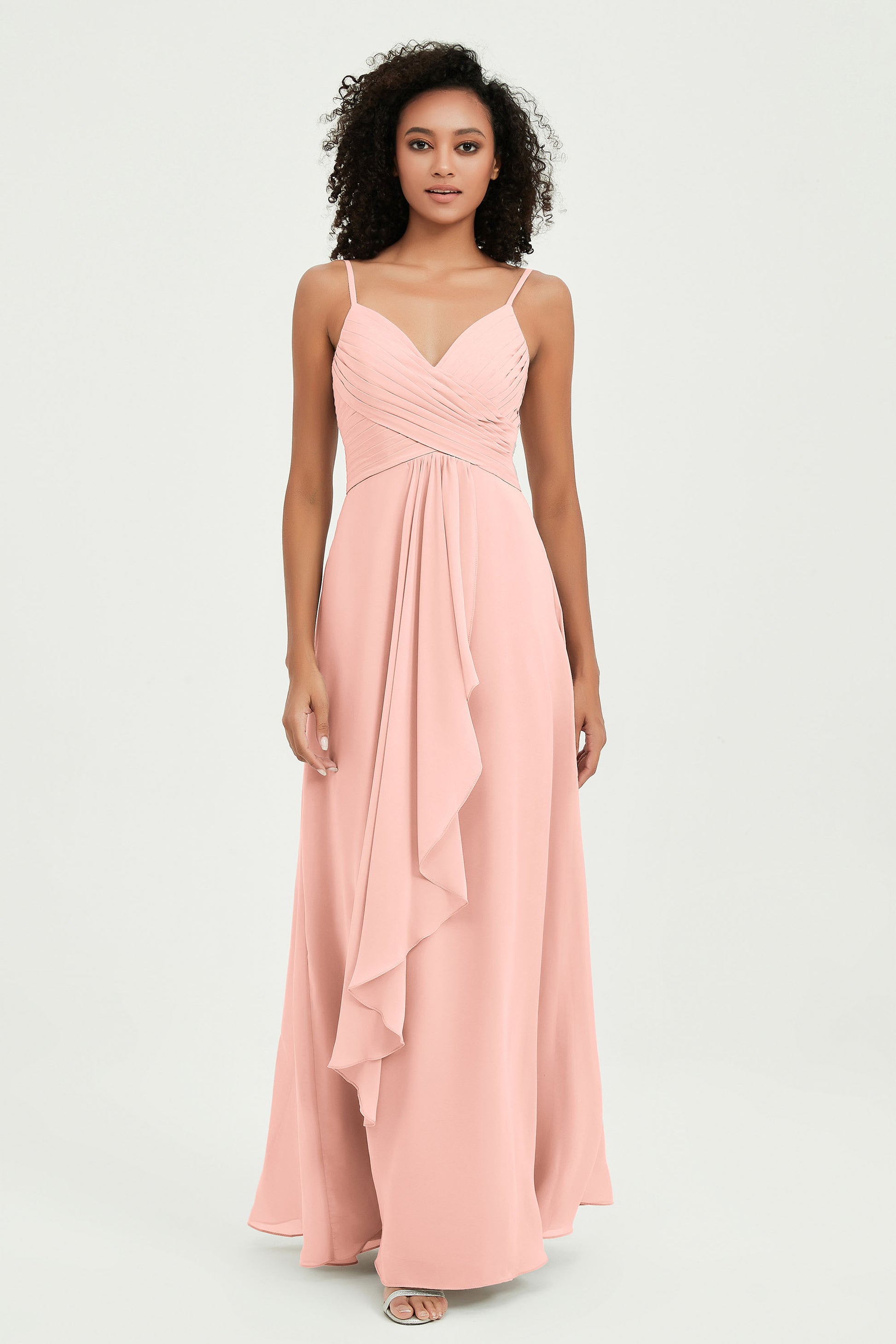 Duntery Bridesmaid Dress Floor Length A Line Empire Waist, Chiffon, Ivory Duntery Bridesmaid Dress Floor Length A Line Empire Waist, Chiffon, Ivory