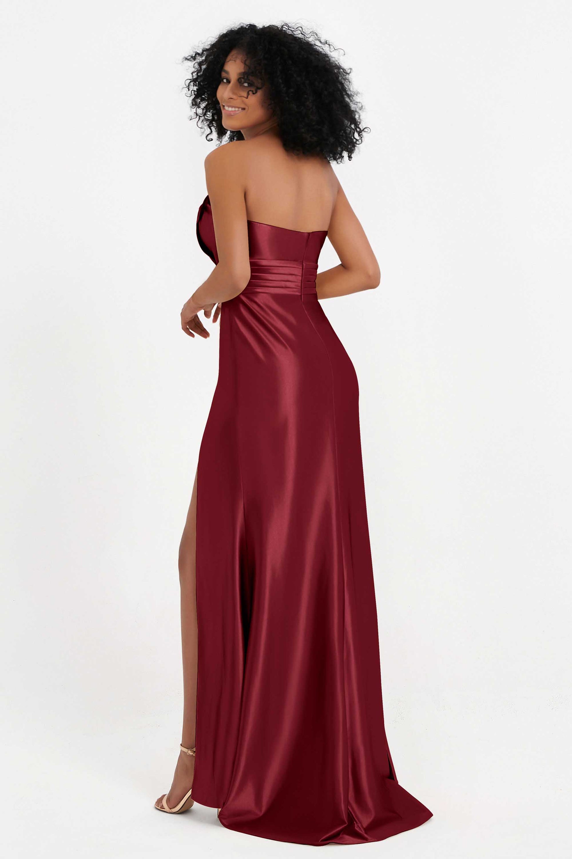 Luxury Pleated High Slit Floor-Length Satin Dress DUNTERY UK Luxury Pleated High Slit Floor-Length Satin Dress DUNTERY UK