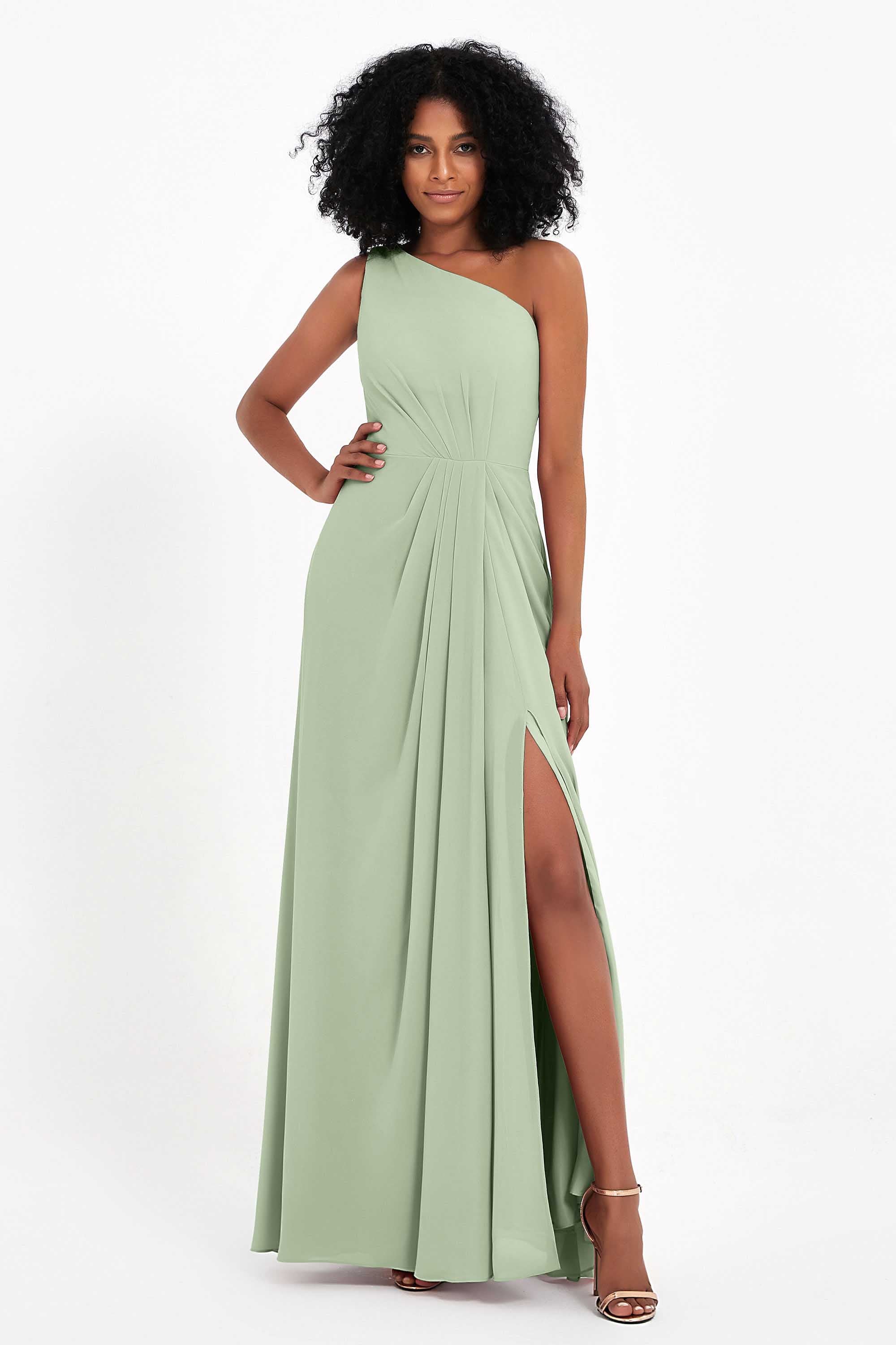 One Shoulder Dress With High Slit