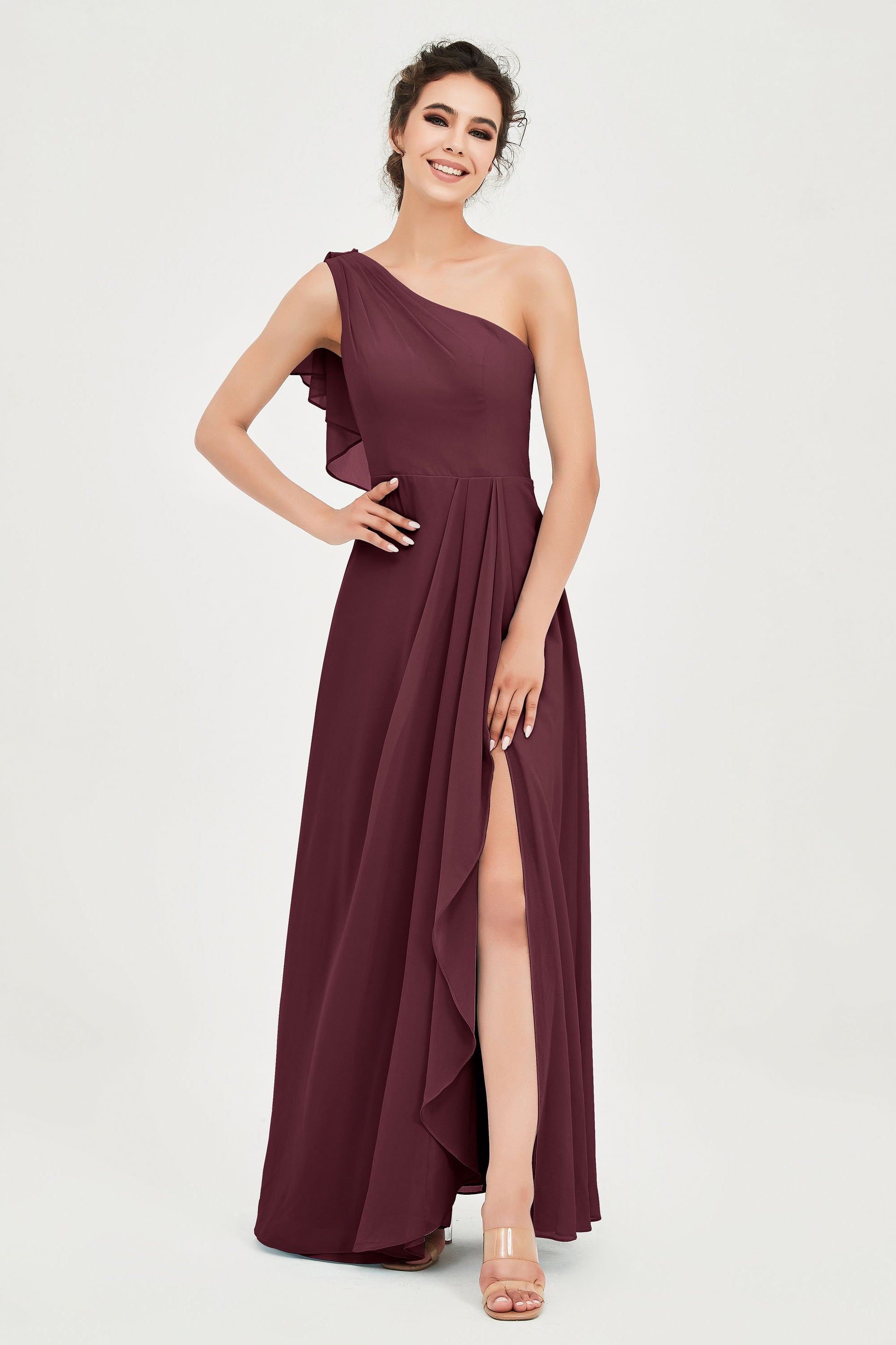 one shoulder bridesmaid dresses uk Leah Dreamy One Shoulder Chiffon Bridesmaid Dresses