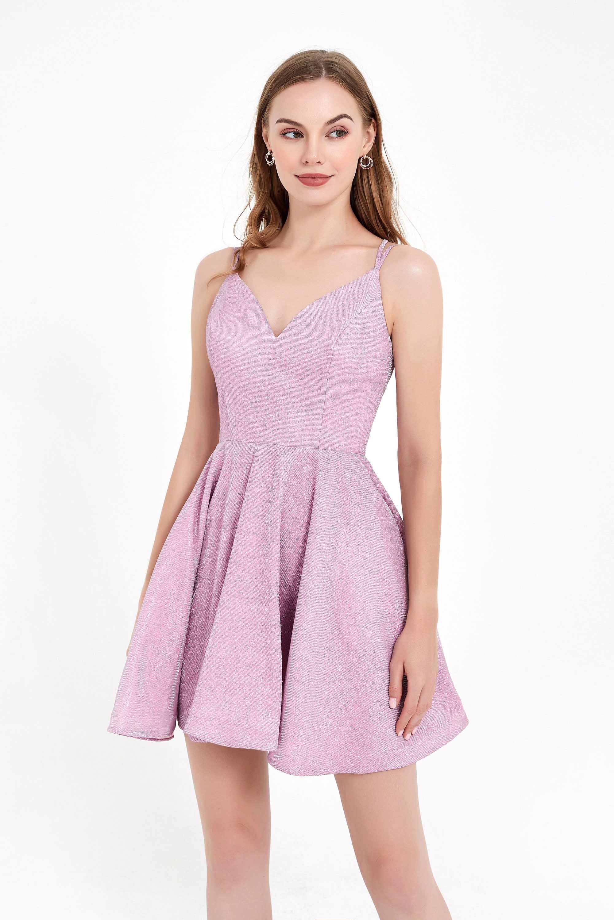 Glitter Tassel Hem V neck Brace Dress