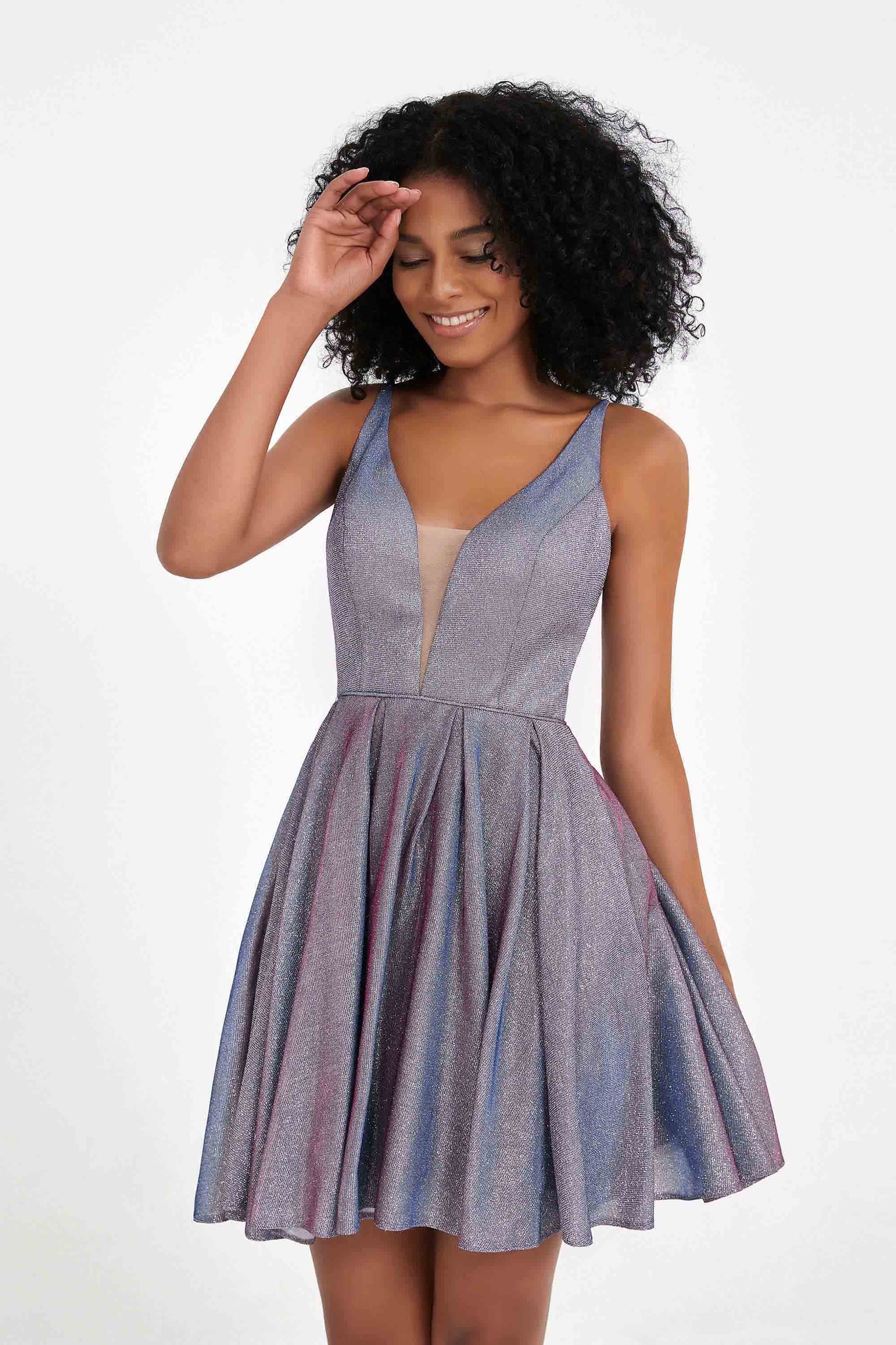 short iridescent prom dress Short Iridescent Allover Sequin Dress