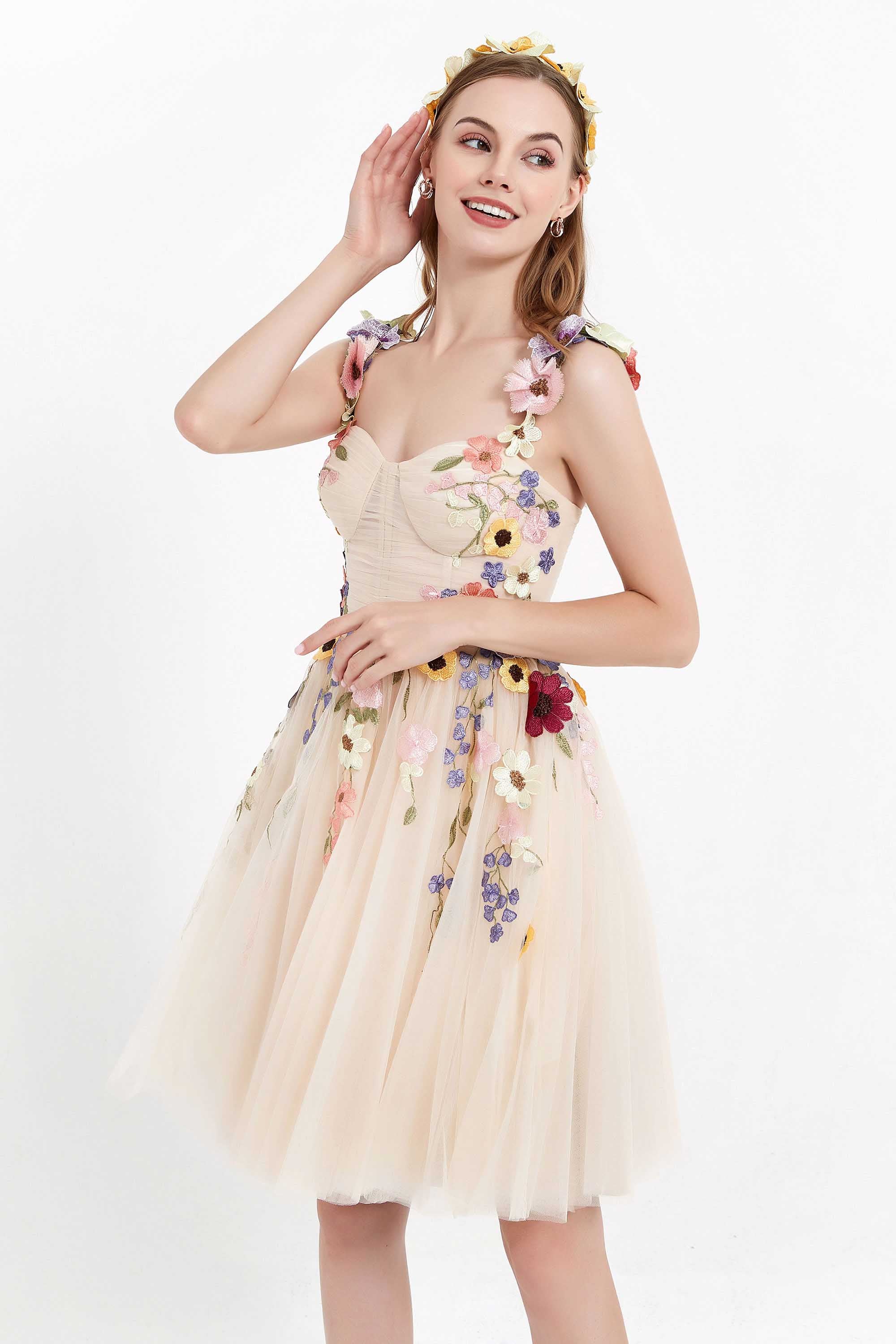 Long Spaghetti Straps Tulle Dress with Sweetheart Neck Peacock