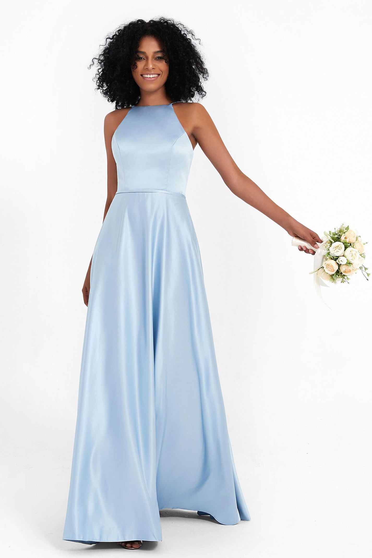 Gorgeous Halter A-Line Satin Floor-Length Dress – DUNTERY UK