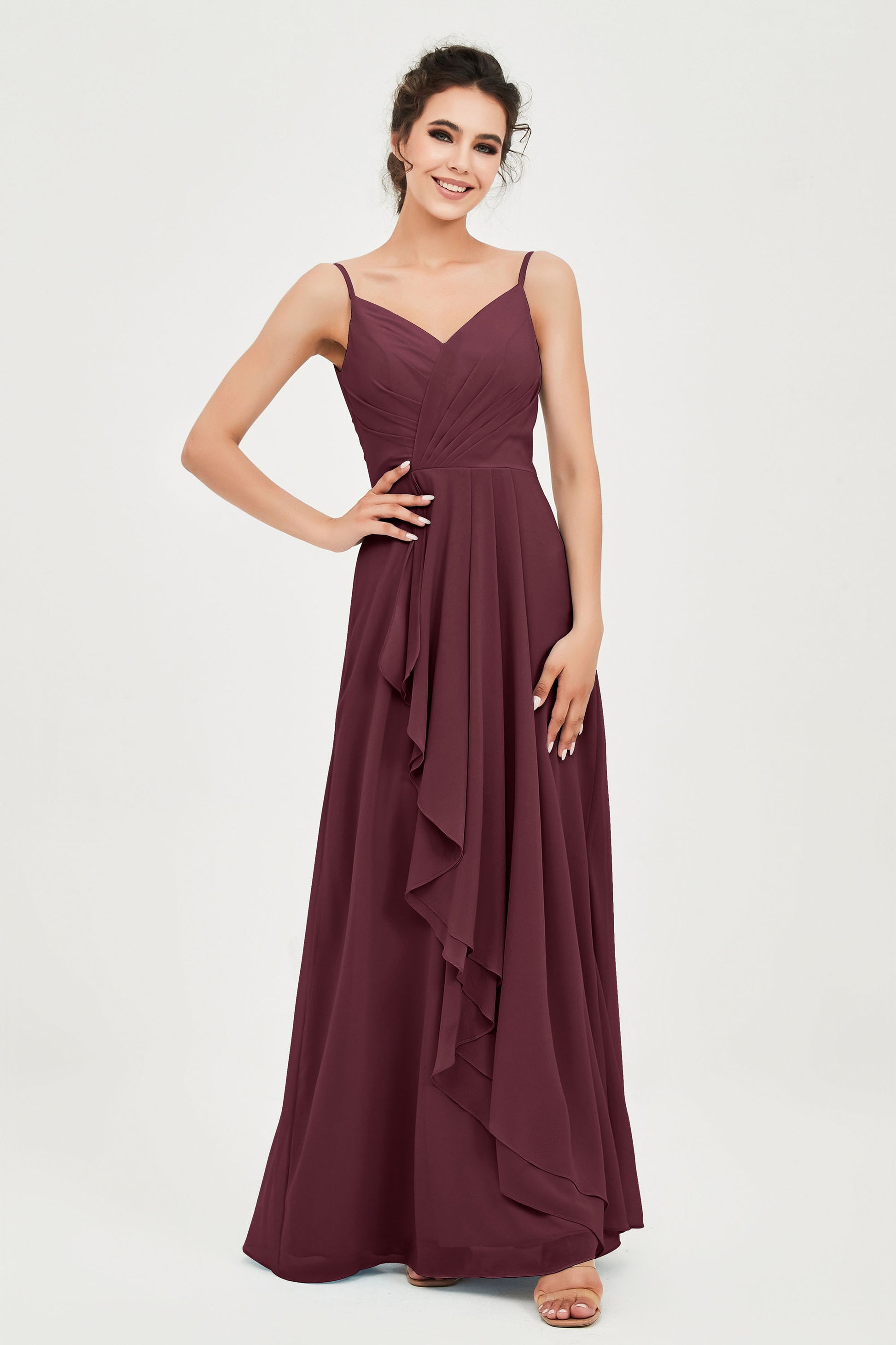 A-Line Chiffon Floor Length Bridesmaid Dress Delicate Pleated Bodice DUNTERY UK A-Line Chiffon Floor Length Bridesmaid Dress Delicate Pleated Bodice DUNTERY UK
