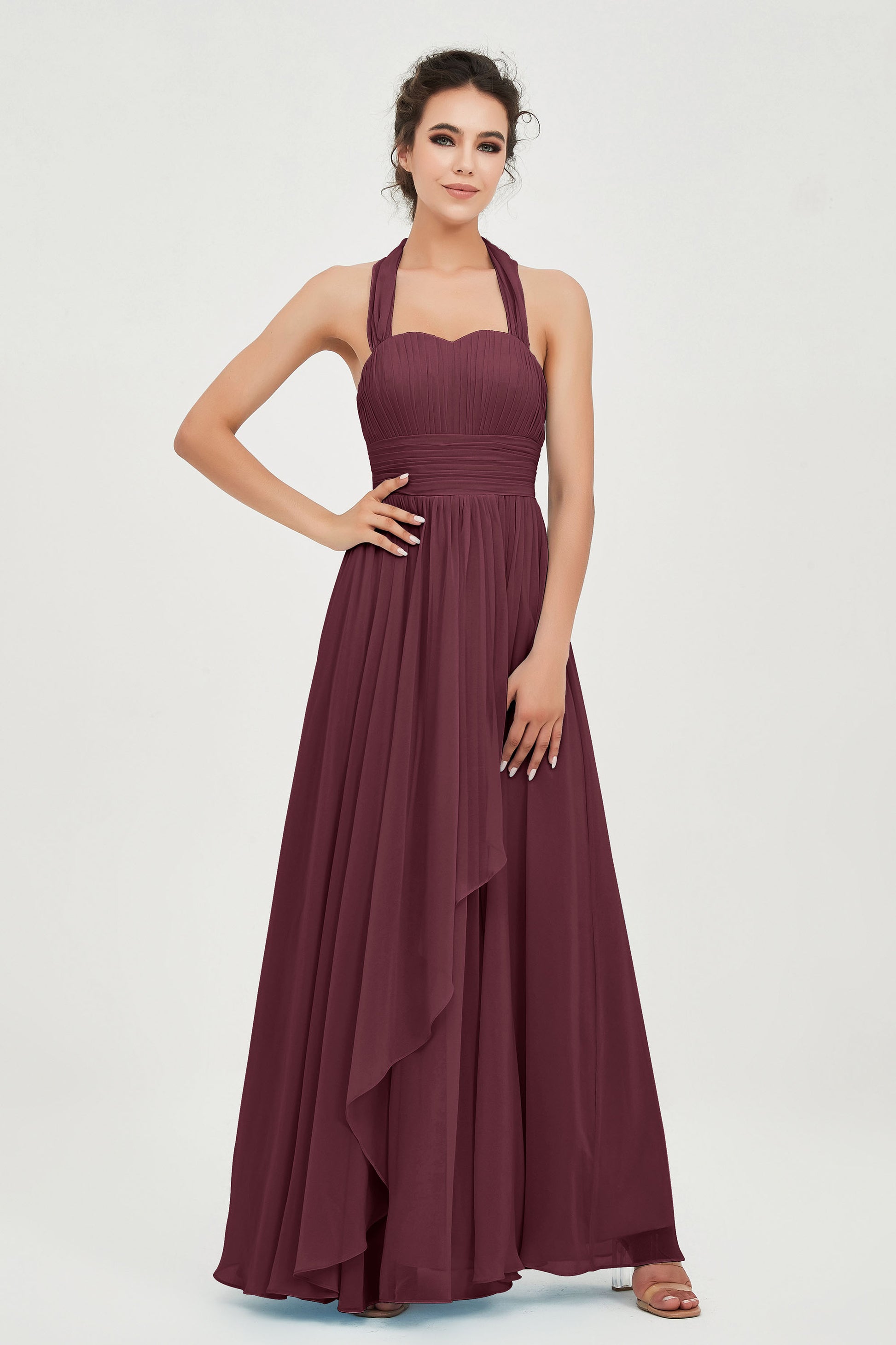 Chiffon A Line Strapless Neckline Bridesmaid Dress with Ruffles DUNTERY UK Chiffon A Line Strapless Neckline Bridesmaid Dress with Ruffles DUNTERY UK