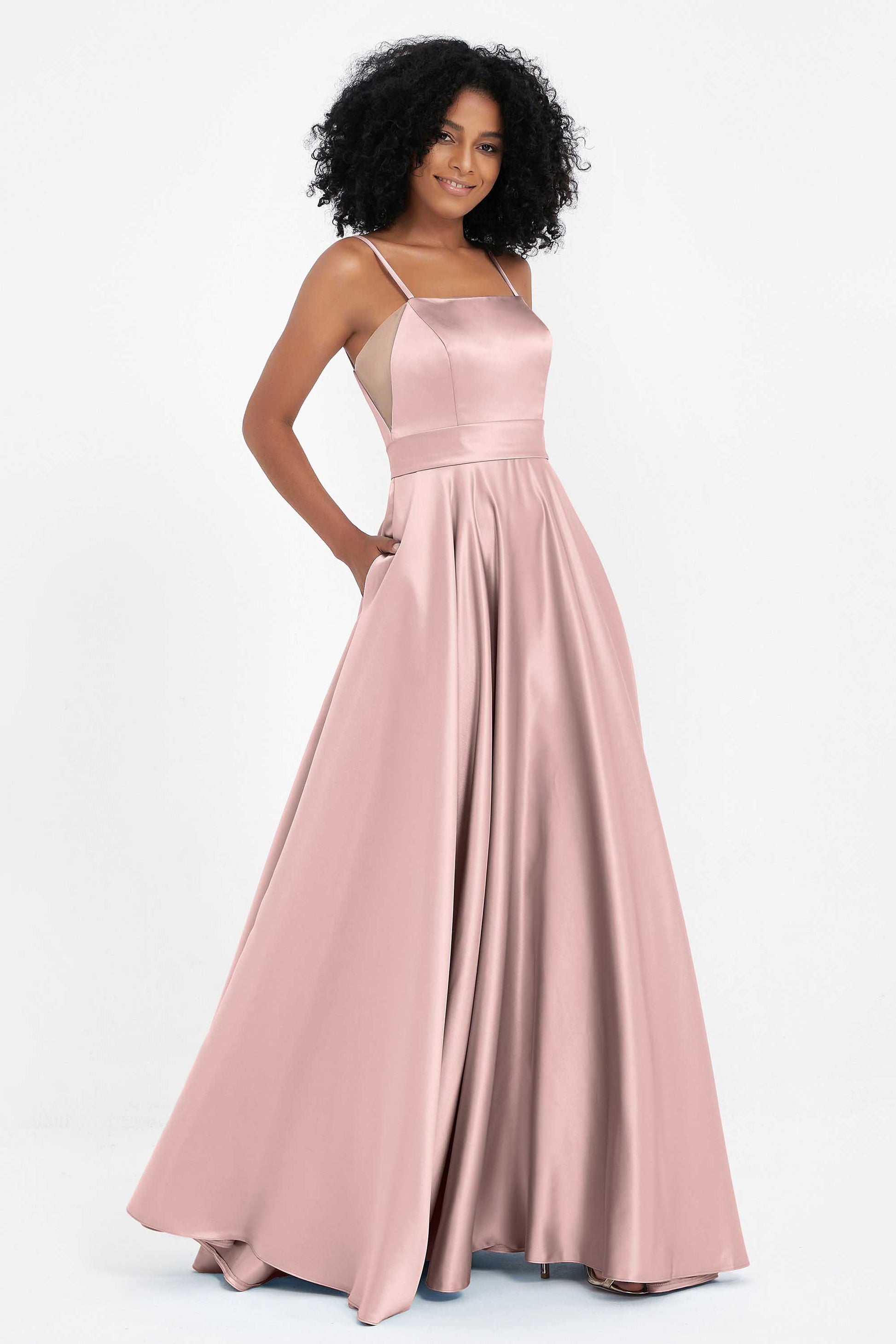 ASOS DESIGN Bridesmaid satin cowl neck maxi dress with full skirt in olive  green